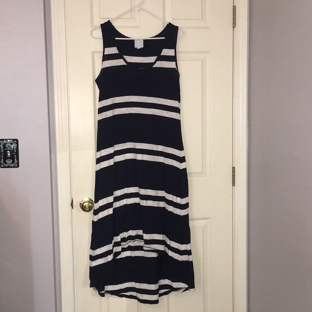 High low striped midi dress
